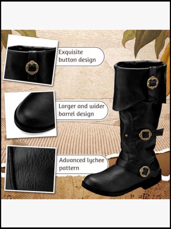 Medieval Renaissance Steampunk Cosplay Boots with Button Detail